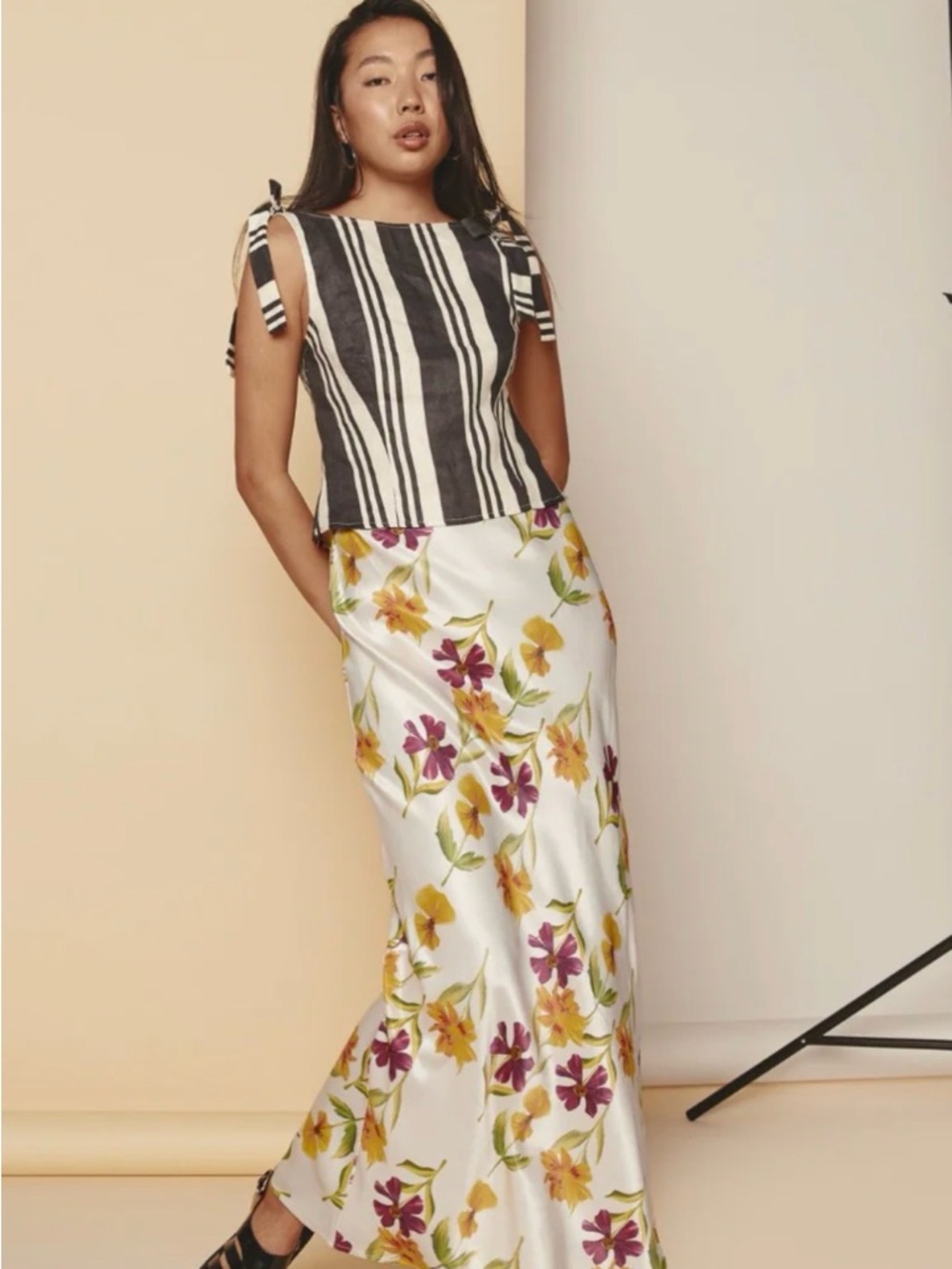 VRG GRL Kiara Bias Cut Maxi Skirt Flora